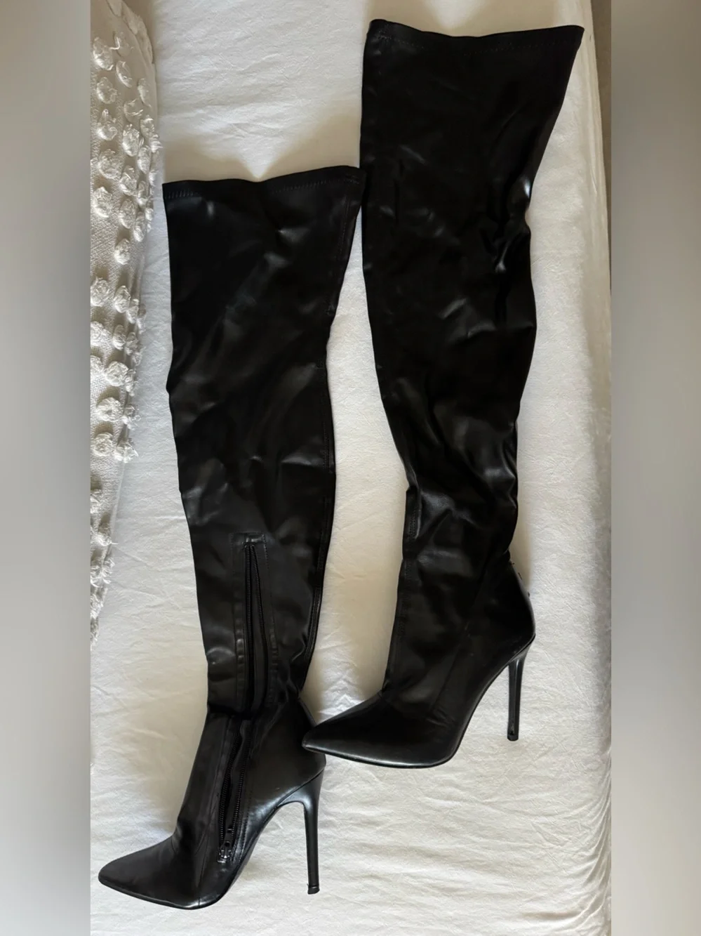 Miss Lola Black Over-the-Knee Stiletto Boots